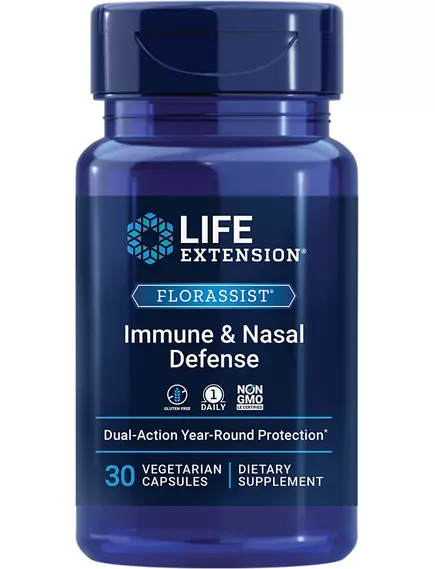 LIFE EXTENSION FLORASSIST IMMUNE & NASAL DEFENSE / ПІДТРИМКА ІМУНІТЕТУ ТА ДИХАЛЬНОЇ СИСТЕМИ 30 КАПСУЛ від магазину біодобавок nutrido.shop