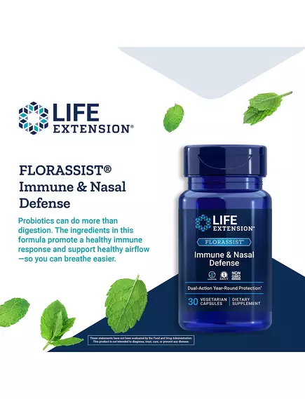 LIFE EXTENSION FLORASSIST IMMUNE & NASAL DEFENSE / ПІДТРИМКА ІМУНІТЕТУ ТА ДИХАЛЬНОЇ СИСТЕМИ 30 КАПСУЛ, фото 5 від магазину біодобавок nutrido.shop