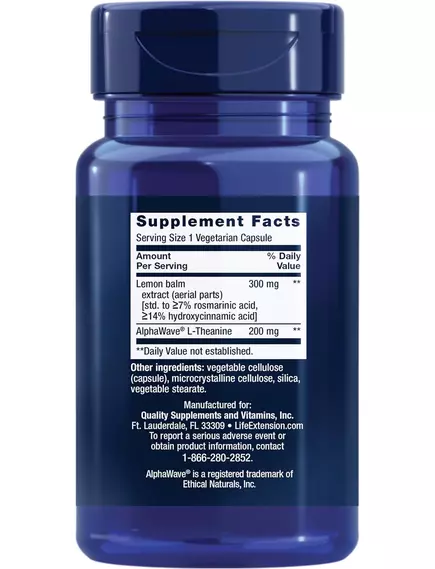 Life Extension Enhanced Stress Relief / Меліса та L-теанін для зняття стресу 30 капсул, фото 2 від магазину біодобавок nutrido.shop