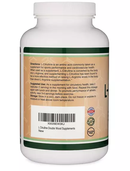 DOUBLE WOOD L-CITRULLINE / Л ЦИТРУЛІН АМІНОКИСЛОТА 210 КАПСУЛ, фото 2 від магазину біодобавок nutrido.shop