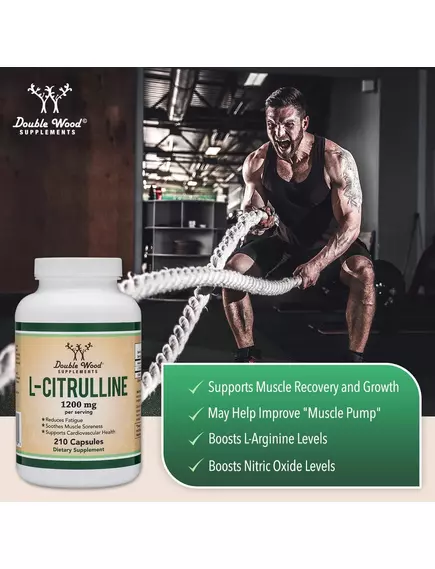 DOUBLE WOOD L-CITRULLINE / Л ЦИТРУЛІН АМІНОКИСЛОТА 210 КАПСУЛ, фото 6 від магазину біодобавок nutrido.shop