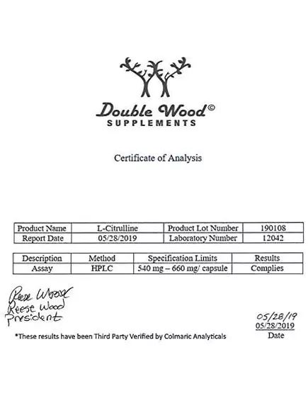 DOUBLE WOOD L-CITRULLINE / Л ЦИТРУЛІН АМІНОКИСЛОТА 210 КАПСУЛ, фото 7 від магазину біодобавок nutrido.shop
