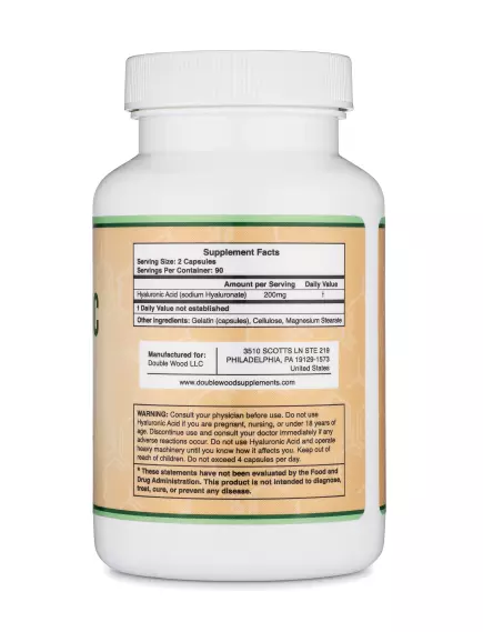 DOUBLE WOOD HYALURONIC ACID / ГІАЛУРОНОВА КИСЛОТА ДЛЯ ВОЛОССЯ, ШКІРИ ТА НІГТІВ 180 КАПС, фото 3 від магазину біодобавок nutrido.shop