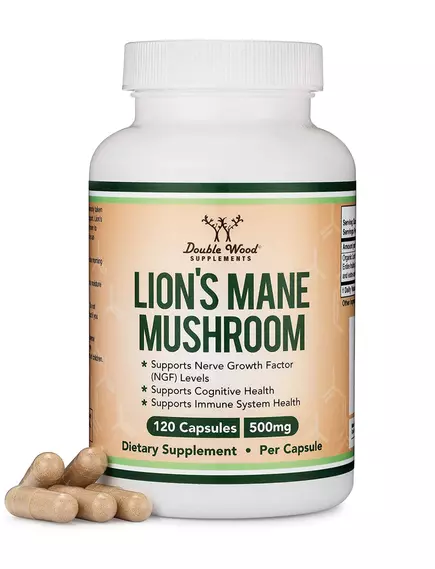 Double Wood Lion's Mane Mushroom / Ежовик гребенчатый для когнитивного здоровья 120 капс в магазине биодобавок nutrido.shop