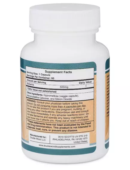 DOUBLE WOOD BERBERINE / БЕРБЕРИН 500 МГ 60 КАПСУЛ, фото 2 від магазину біодобавок nutrido.shop