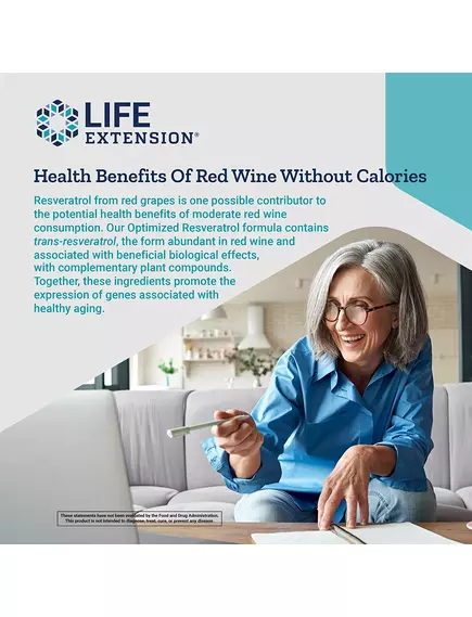 Life Extension Optimized Resveratrol Elite / Оптимизированный ресвератрол поддержка долголетия 60 к, фото 5 в магазине биодобавок nutrido.shop