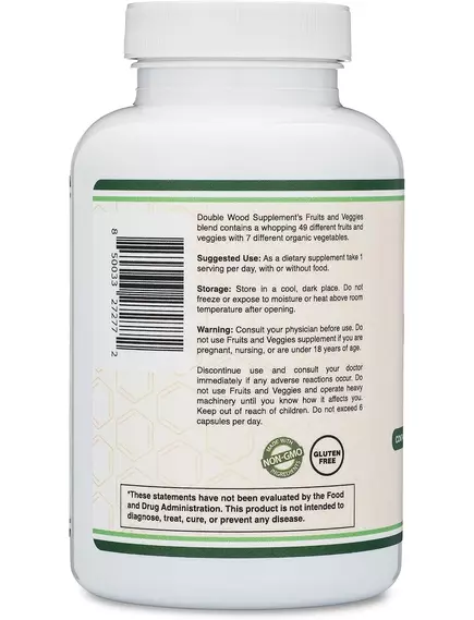Double Wood Daily Fruits and Veggies / Щоденні фрукти та овочі 180 капсул, фото 3 від магазину біодобавок nutrido.shop