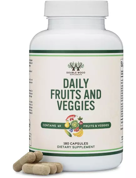 Double Wood Daily Fruits and Veggies / Щоденні фрукти та овочі 180 капсул, фото 4 від магазину біодобавок nutrido.shop