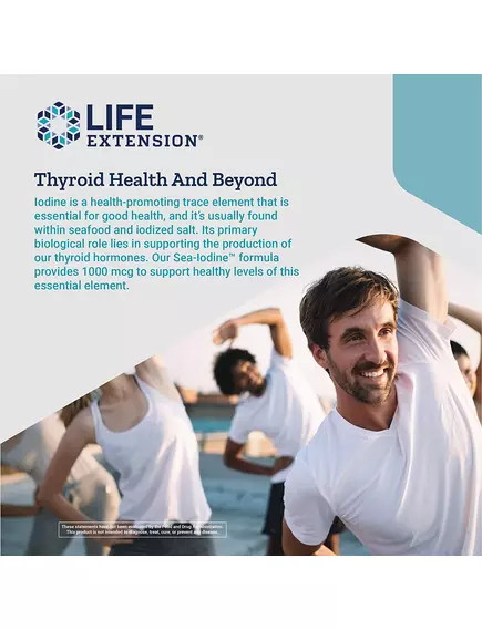 LIFE EXTENSION SEA-IODINE / МОРСЬКИЙ ЙОД 1000 МКГ 60 КАПСУЛ, фото 4 від магазину біодобавок nutrido.shop