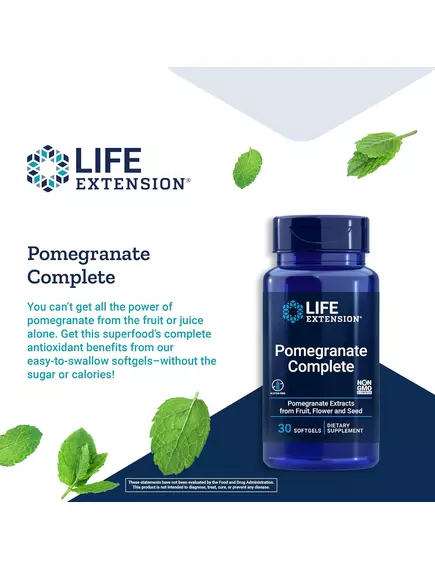 Life Extension Pomegranate Complete / Екстракт квіток граната 30 капсул, фото 4 від магазину біодобавок nutrido.shop