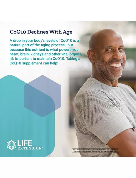 LIFE EXTENSION SUPER-ABSORBABLE COQ10 (UBIQUINONE) WITH D-LIMONENE / УБІХІНОН КУ10 З D-ЛИМОНЕНОМ 100 МГ 60 КАПСУЛ, фото 3 від магазину біодобавок nutrido.shop