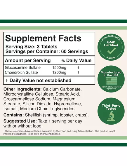 Double Wood Glucosamine Chondroitin / Глюкозамин и хондроитин поддержка здоровья суставов 180 капсул, фото 2 в магазине биодобавок nutrido.shop
