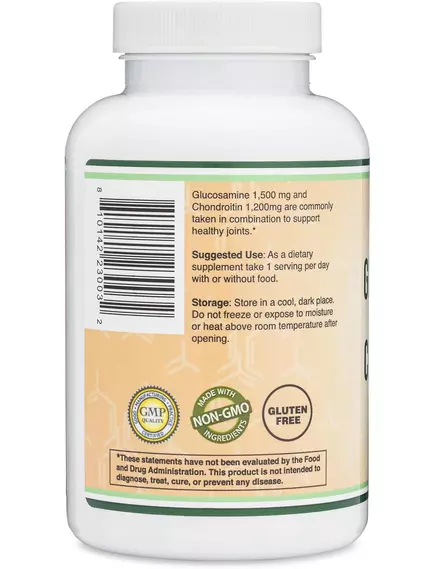 Double Wood Glucosamine Chondroitin / Глюкозамин и хондроитин поддержка здоровья суставов 180 капсул, фото 3 в магазине биодобавок nutrido.shop