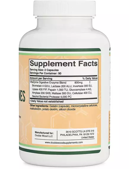 DOUBLE WOOD DIGESTIVE ENZYMES / ТРАВНІ ФЕРМЕНТИ 180 КАПСУЛ, фото 2 в магазині біодобавок nutrido.shop DOUBLE WOOD DIGESTIVE ENZYMES / ТРАВНІ ФЕРМЕНТИ 180 КАПСУЛ, фото 2 від магазину біодобавок nutrido.shop