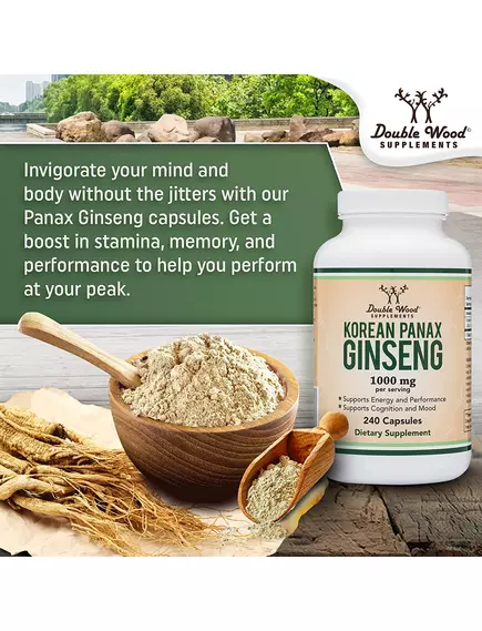 Double Wood Korean Panax Ginseng / Корейский женьшень адаптоген 240 капсул, фото 4 в магазине биодобавок nutrido.shop