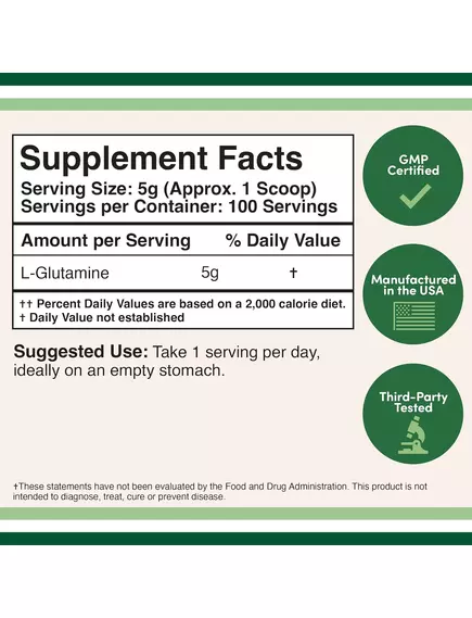 Double Wood L-Glutamine / L-глутамін порошок 500 г, фото 2 в магазине биодобавок nutrido.shop