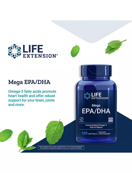 LIFE EXTENSION MEGA EPA/DHA / ОМЕГА 3 МЕГА ЕПК/ДГК ІЗ АНЧОУСІВ 120 КАПСУЛ, фото 3 від магазину біодобавок nutrido.shop
