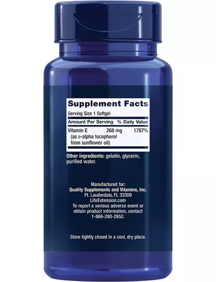 Life Extension Super Vitamin E / Супер вітамін Е 268 мг (400 МО) 90 капсул, фото 2 від магазину біодобавок nutrido.shop