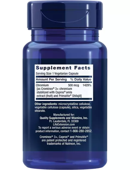 LIFE EXTENSION ОПТИМІЗОВАНИЙ CHROMIUM WITH CROMINEX 3+ / ОПТИМІЗОВАНИЙ ХРОМ 500 МКГ 60 КАПСУЛ, фото 2 в магазині біодобавок nutrido.shop LIFE EXTENSION ОПТИМІЗОВАНИЙ CHROMIUM WITH CROMINEX 3+ / ОПТИМІЗОВАНИЙ ХРОМ 500 МКГ 60 КАПСУЛ, фото 2 від магазину біодобавок nutrido.shop