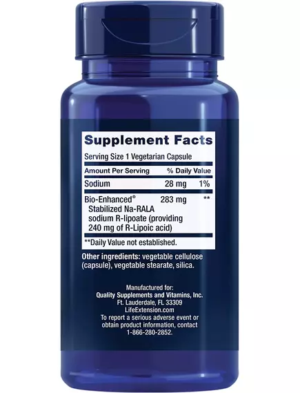 LIFE EXTENSION SUPER R-LIPOIC ACID / СУПЕР R-ЛІПОЄВА КИСЛОТА 240 МГ 60 КАПСУЛ, фото 2 від магазину біодобавок nutrido.shop