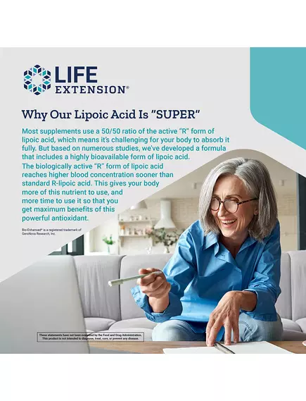 LIFE EXTENSION SUPER R-LIPOIC ACID / СУПЕР R-ЛІПОЄВА КИСЛОТА 240 МГ 60 КАПСУЛ, фото 4 від магазину біодобавок nutrido.shop