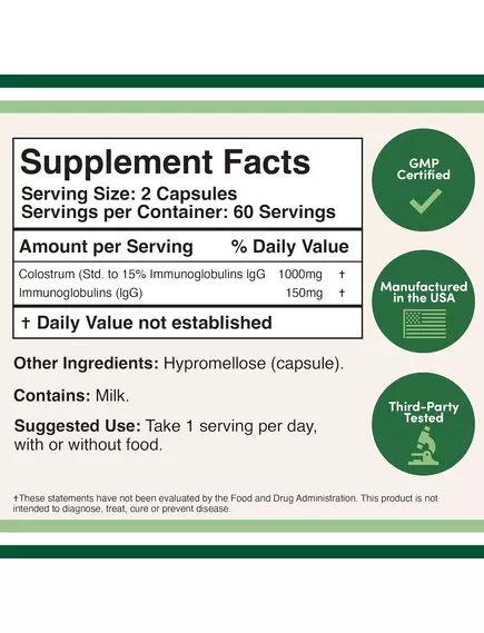 Double Wood Colostrum / Колострум молозиво 120 капсул, фото 3 в магазине биодобавок nutrido.shop