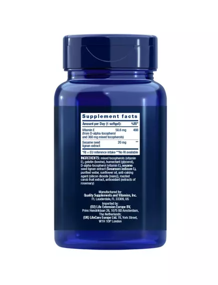 Life Extension Gamma E Mixed Tocopherols / Гамма E Смешанные токоферолы 60 капсул, EU, фото 2 купить в магазине биодобавок nutrido.shop Life Extension Gamma E Mixed Tocopherols / Гамма E Смешанные токоферолы 60 капсул, EU, фото 2 в магазине биодобавок nutrido.shop