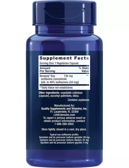 Life Extension Soy Isoflavones / Ізофлавони сої підтримка жіночого здоров'я після менопаузи 30 капсул, фото 2 в магазине биодобавок nutrido.shop