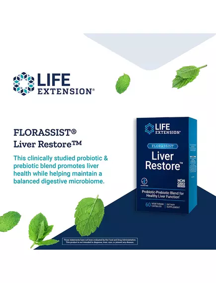 Life Extension Florassist Liver Restore / Смесь пробиотиков и пребиотиков для здоровья печени 60 кап, фото 5 в магазине биодобавок nutrido.shop