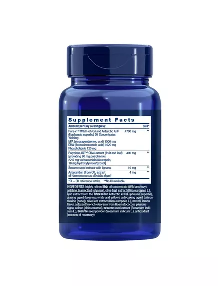 Life Extension Super Omega-3 Plus EPA/DHA w. Sesame, Olive, Krill & Astax. 120 Softgels, EU, фото 2 в магазине биодобавок nutrido.shop