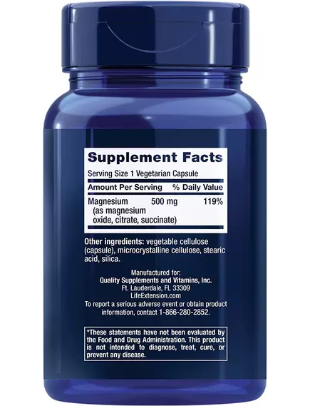 Life Extension Magnesium Caps / Три види магнію 500 мг 100 капсул, фото 2 в магазине биодобавок nutrido.shop