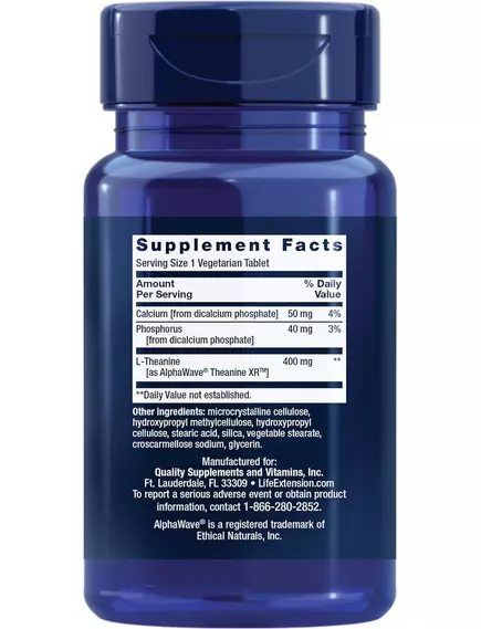 Life Extension Theanine XR Stress Relief / L-теанін пролонгованого вивільнення 30 таблеток, фото 2 в магазине биодобавок nutrido.shop