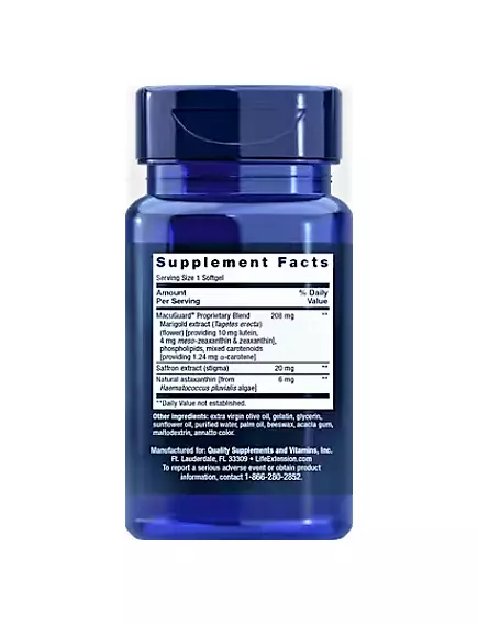 LIFE EXTENSION MACUGUARD OCULAR SUPPOR / ПІДТРИМКА ЗДОРОВ'Я ОЧЕЙ ІЗ ШАФРАНОМ І АСТАКСАНТИНОМ 60 КАПСУЛ, фото 2 від магазину біодобавок nutrido.shop