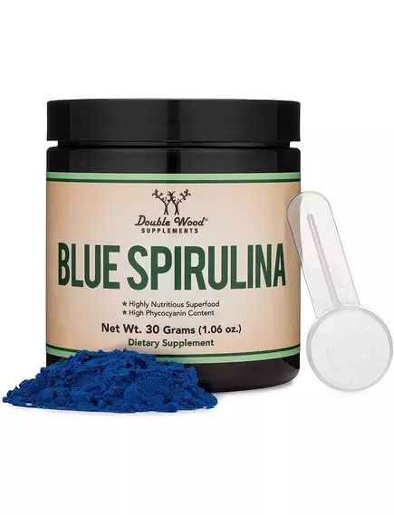 DOUBLE WOOD BLUE SPIRULINA / БЛАКИТНА СПІРУЛІНА ПІДТРИМКА ЗДОРОВ'Я НИРОК ТА МОЗКУ 30 Г від магазину біодобавок nutrido.shop