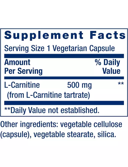 Life Extension L-Carnitine / L-карнитин поддержка митохондрий 500 мг 30 капсул, фото 3 в магазине биодобавок nutrido.shop