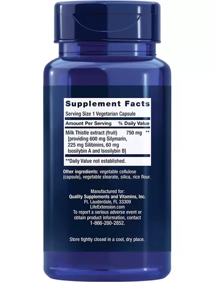 Life Extension Milk Thistle Silymarin Silibinins Isosilybin А&B / Расторопша для здоровья печени 60к, фото 2 в магазине биодобавок nutrido.shop