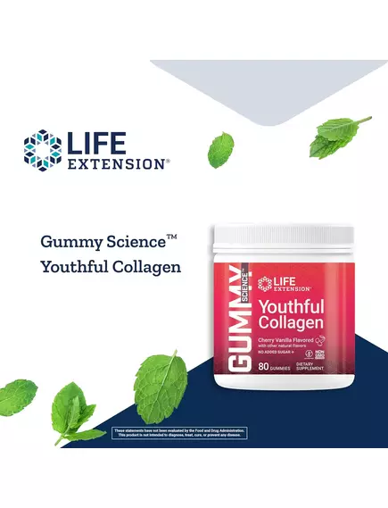 Life Extension Gummy Science Youthful Collagen / Колаген зі смаком вишні 80 жувальних цукерок, фото 4 в магазине биодобавок nutrido.shop