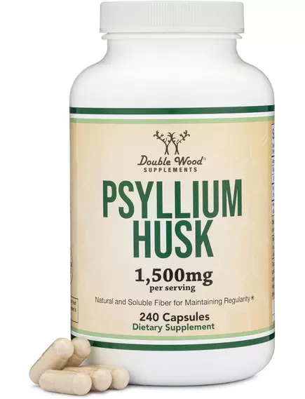 Double Wood Psyllium Husk Supplement / Лушпиння псиліуму 240 капсул, фото 5 в магазине биодобавок nutrido.shop
