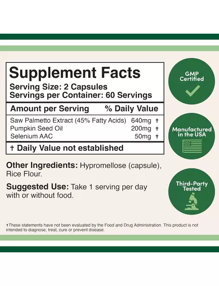 Double Wood Prostate Support Supplement / Підтримка простати з Пальметто 120 капсул, фото 2 в магазине биодобавок nutrido.shop