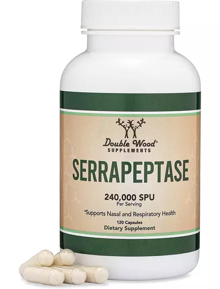 Double Wood Serrapeptase / Серрапептаза протеолітичні ферменти 120 капсул, фото 4 від магазину біодобавок nutrido.shop