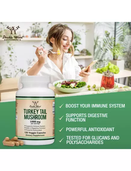 Double Wood Turkey Tail Mushroom / Трутовик разноцветный 120 капс, фото 4 в магазине биодобавок nutrido.shop