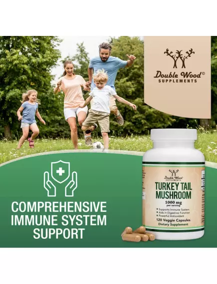 Double Wood Turkey Tail Mushroom / Трутовик разноцветный 120 капс, фото 5 в магазине биодобавок nutrido.shop