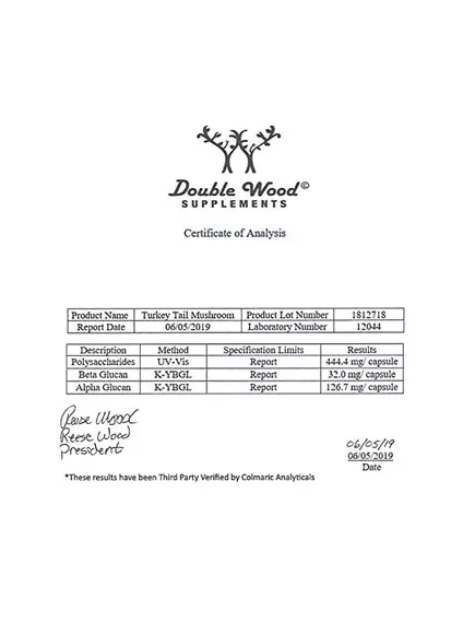 Double Wood Turkey Tail Mushroom / Трутовик разноцветный 120 капс, фото 6 в магазине биодобавок nutrido.shop