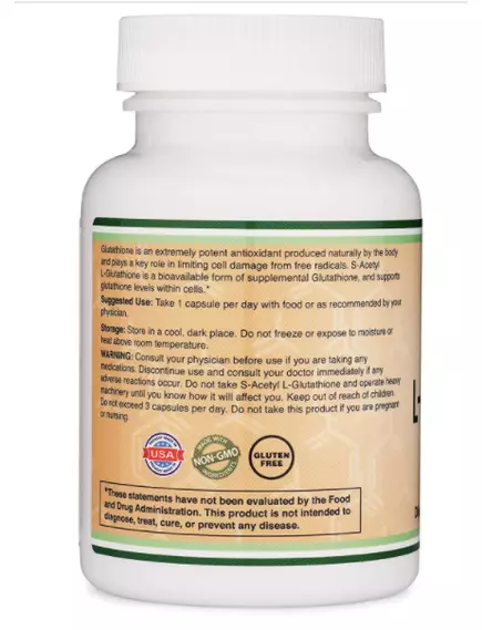 DOUBLE WOOD S-ACETYL L-GLUTATHIONE / S-АЦЕТИЛ L-ГЛУТАТІОН ПІДТРИМКА ЗДОРОВОЇ ФУНКЦІЇ ПЕЧІНКИ 60 КАПСУЛ, фото 3 від магазину біодобавок nutrido.shop