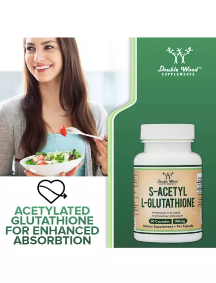 DOUBLE WOOD S-ACETYL L-GLUTATHIONE / S-АЦЕТИЛ L-ГЛУТАТІОН ПІДТРИМКА ЗДОРОВОЇ ФУНКЦІЇ ПЕЧІНКИ 60 КАПСУЛ, фото 4 від магазину біодобавок nutrido.shop