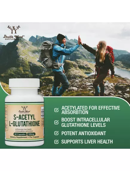 DOUBLE WOOD S-ACETYL L-GLUTATHIONE / S-АЦЕТИЛ L-ГЛУТАТІОН ПІДТРИМКА ЗДОРОВОЇ ФУНКЦІЇ ПЕЧІНКИ 60 КАПСУЛ, фото 5 від магазину біодобавок nutrido.shop