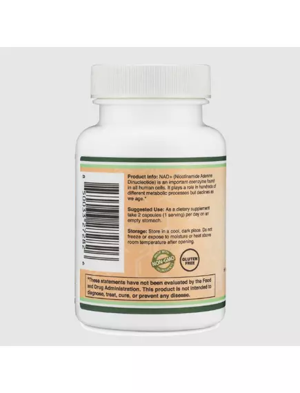 Double Wood NAD+ / НАД+ поддержка выработки клеточной энергии 250 мг 60 капсул, фото 3 в магазине биодобавок nutrido.shop