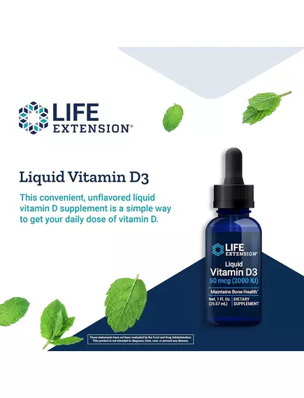 Life Extension Vitamin D3 Liquid / Вітамін Д3 50 mcg (2000 МО) 29,57 мл, фото 4 в магазине биодобавок nutrido.shop