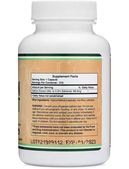 DOUBLE WOOD SAFFRON EXTRACT / ЕКСТРАКТ ШАФРАНУ КОНТРОЛЬ АПЕТИТУ ТА ПЕРЕЇДАННЯ 210 КАПСУЛ, фото 2 від магазину біодобавок nutrido.shop