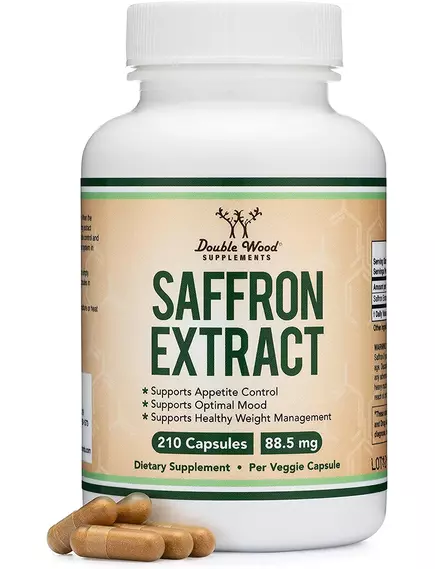 DOUBLE WOOD SAFFRON EXTRACT / ЕКСТРАКТ ШАФРАНУ КОНТРОЛЬ АПЕТИТУ ТА ПЕРЕЇДАННЯ 210 КАПСУЛ, фото 4 від магазину біодобавок nutrido.shop